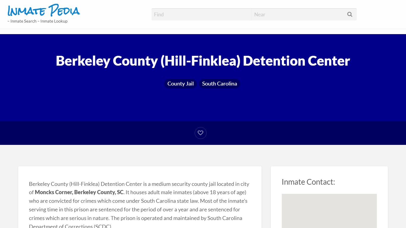 Berkeley County (Hill-Finklea) Detention Center – Inmate ...