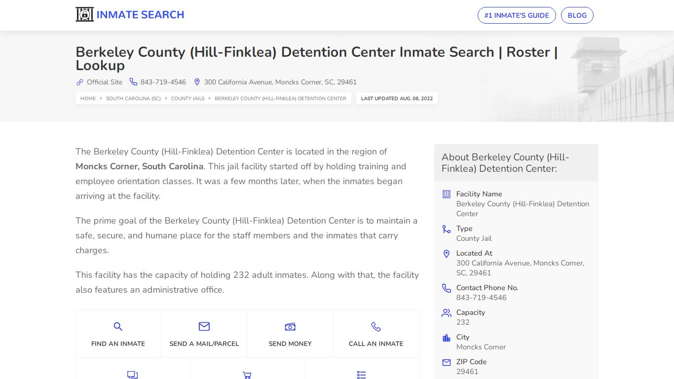 Berkeley County (Hill-Finklea) Detention Center Inmate ...